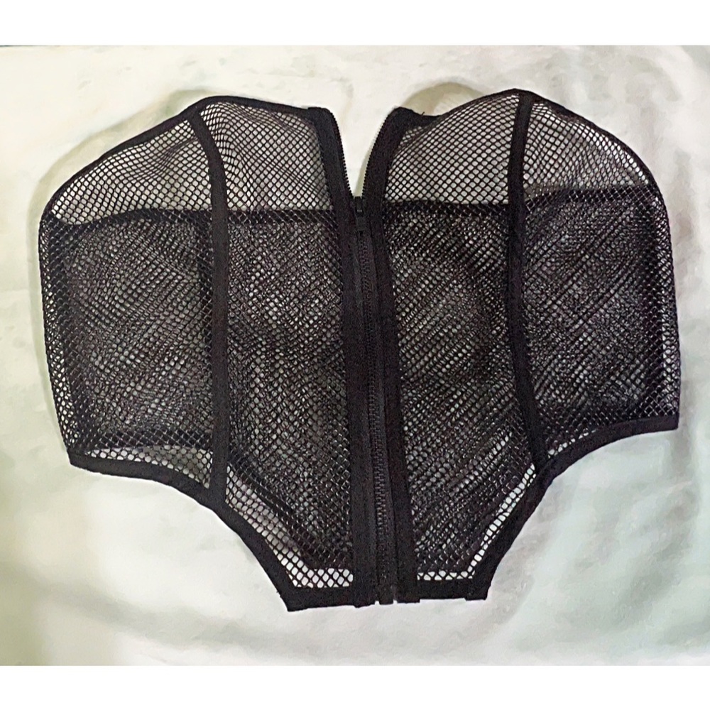 Black Mesh Zip Up Corset from Dollskill!